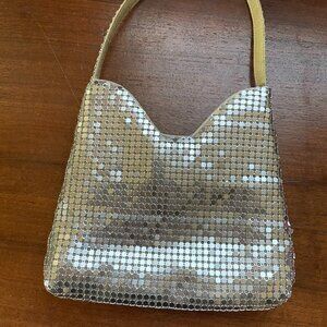 Y & S Vintage Silver Mesh Handbag Y2K Metallic Magnetic Snap Top.